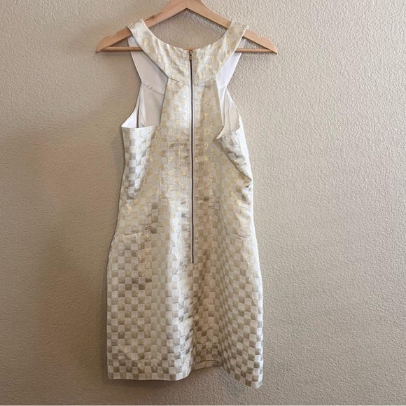 Lilly Pulitzer Gold White Checkered Jepson Sleeveless Summer Dress Size 4 - Picture 2 of 2